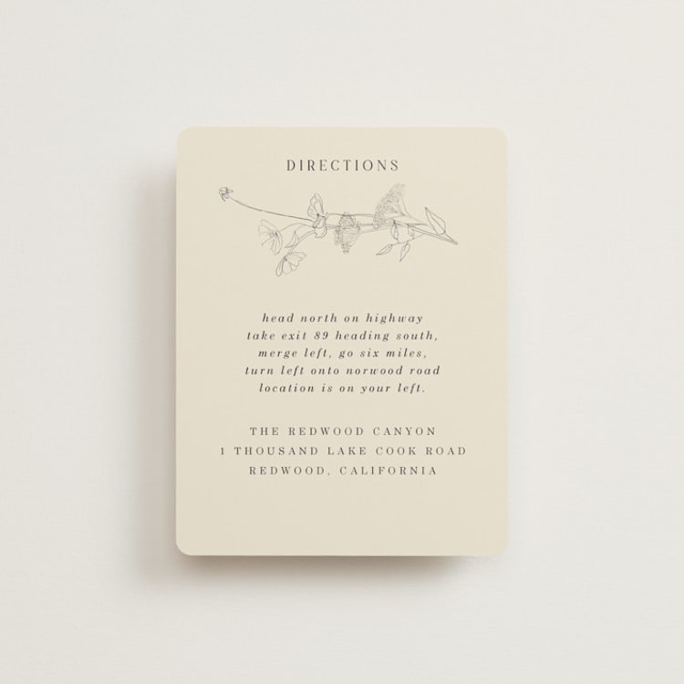 "Floral Stamp" - Direction Cards in Ivory by Baumbirdy - Front