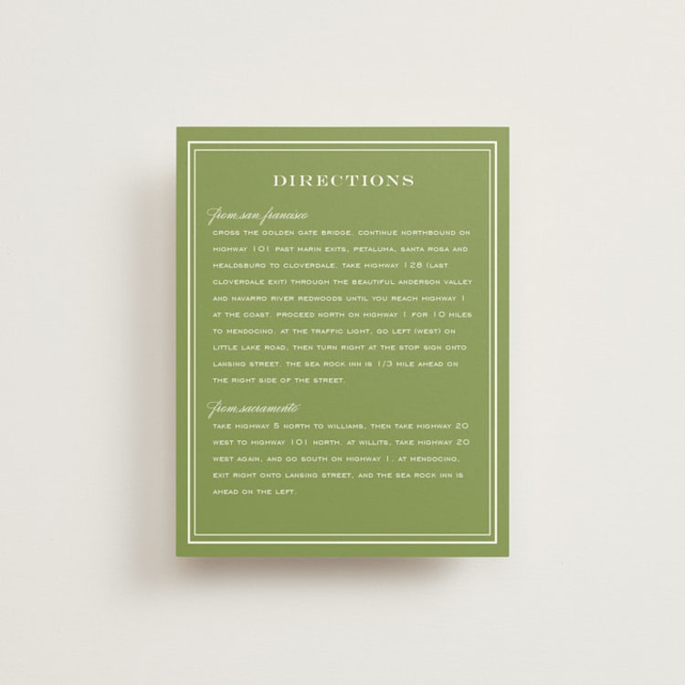 "Country Club" - Direction Cards in Spring Green by Annie Clark - Front