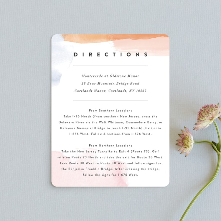 "Watercolor Wisp" - Direction Cards in Blush by Ariel Rutland - Front