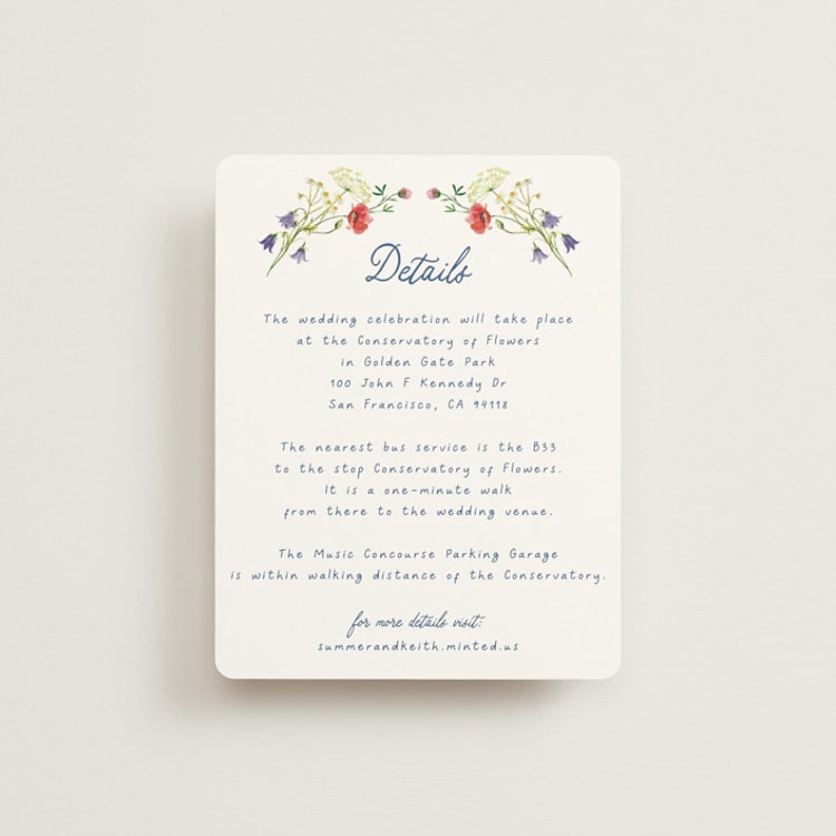 "Wildflower Romance" - Direction Cards in Ivory by frau brandt - Front
