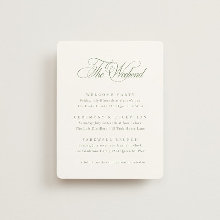 "Chic Script" - Direction Cards in Garden by Kelly Schmidt - Front