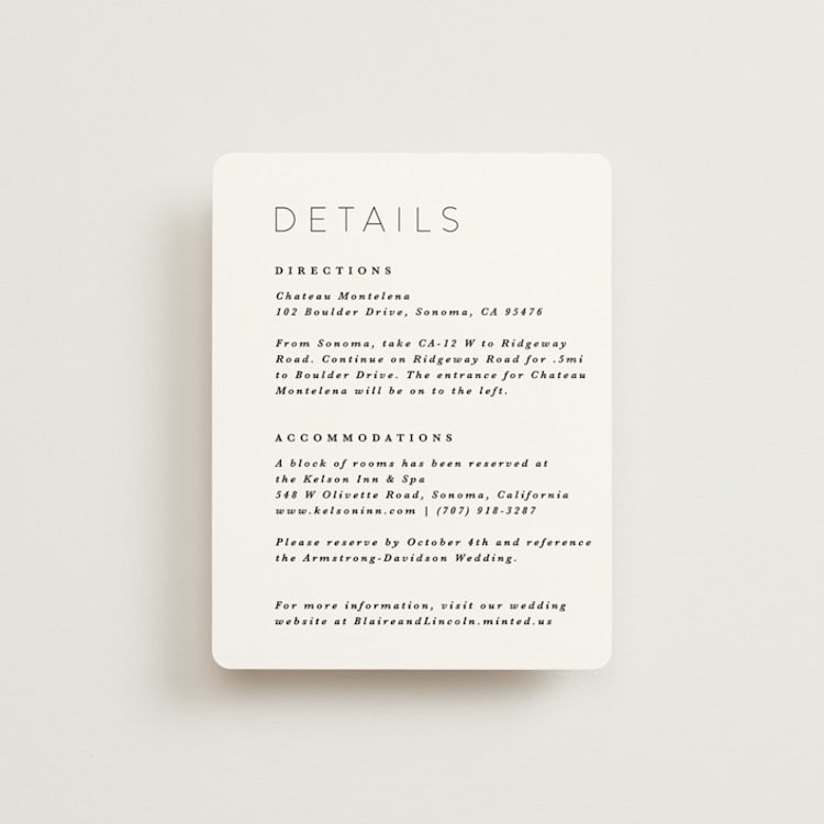 "Paire" - Direction Cards in Tuxedo by Kate Ahn - Front