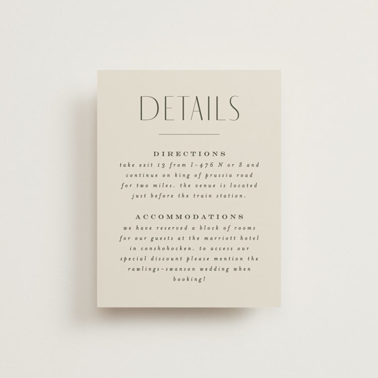 "Moderne" - Direction Cards in Graphite by Everett Paper Goods - Front