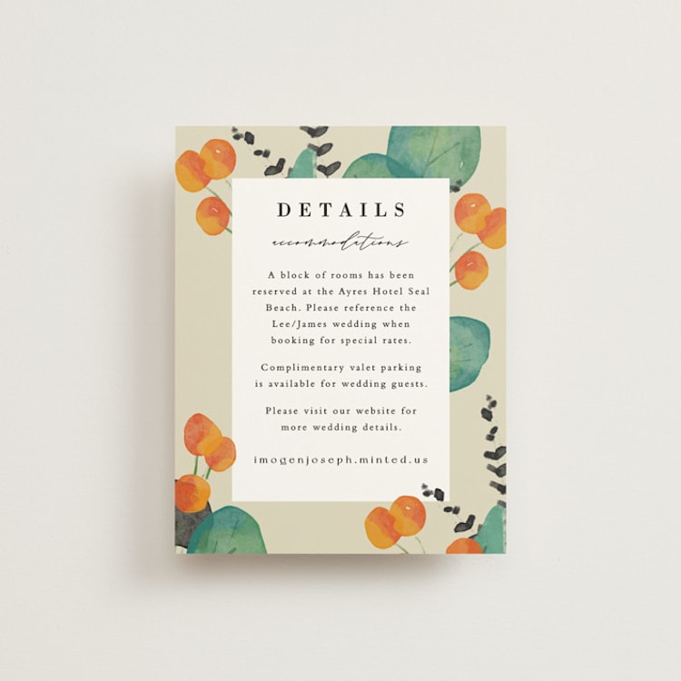 "Floral Splash" - Direction Cards in Wheat by Keen Peachy - Front