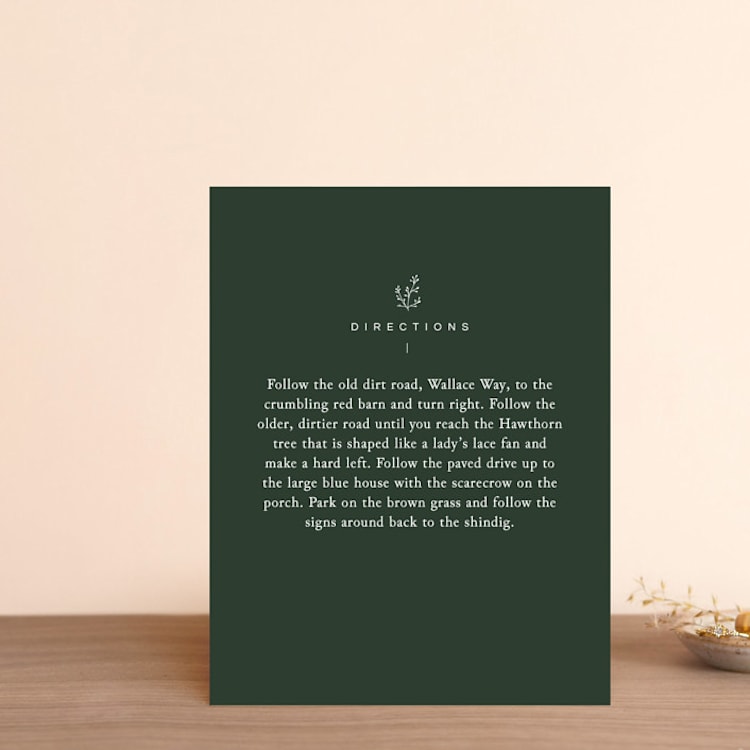 "A Dash of Delight" - Direction Cards in Pine Needle by Bramble Studio - Front