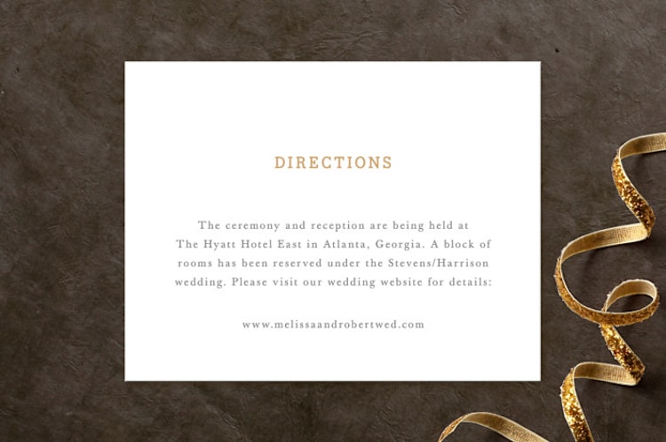 "Ornate Monogram" - Direction Cards in Faux Gold by Kristen Smith - Front