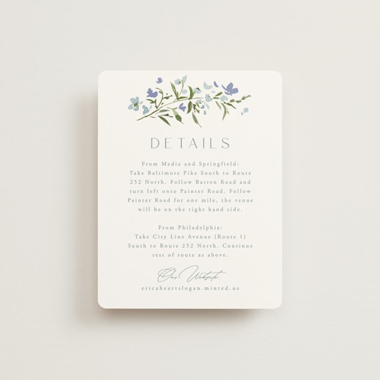 "Fleur" - Direction Cards in Aquamarine by Everett Paper Goods - Front
