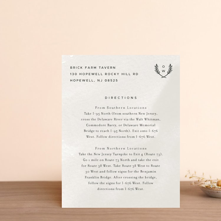 "Elegant Crest" - Direction Cards in Stone by Ariel Rutland - Front
