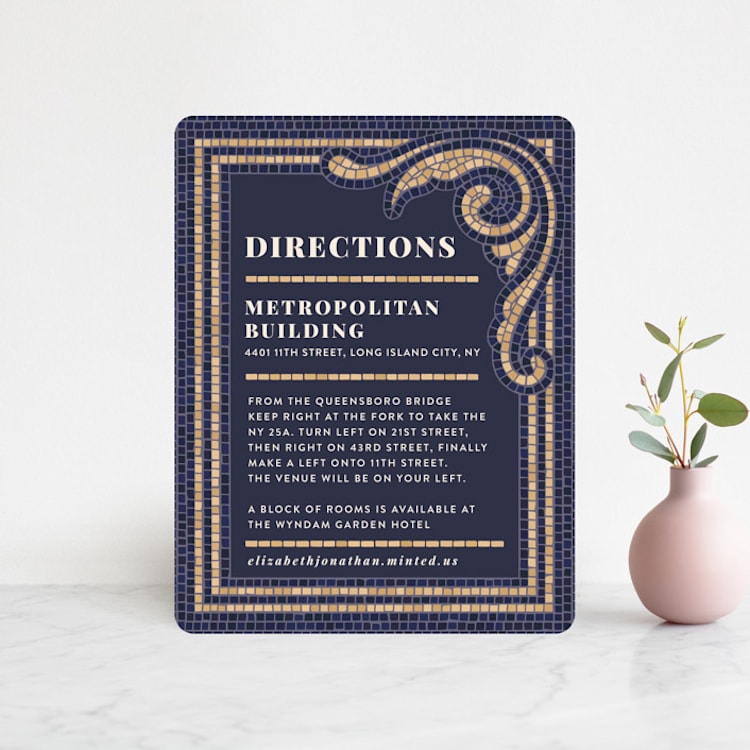 "Mosaic" - Direction Cards in Navy by GeekInk Design - Front