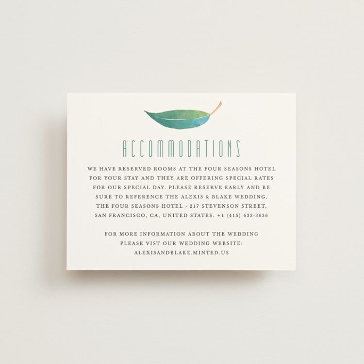 "Eucalyptus Leaves" - Direction Cards in Eucalyptus by Shannon Chen of Four Wet Feet Studio - Front