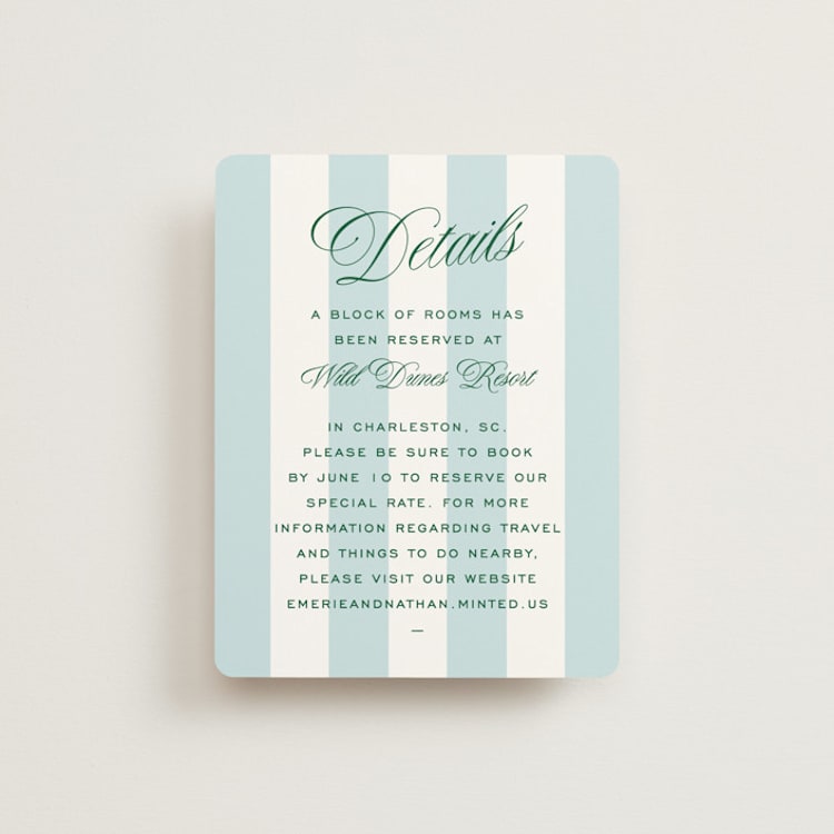 "Palm Stripes" - Direction Cards in Low Tide by Susan Zinader - Front
