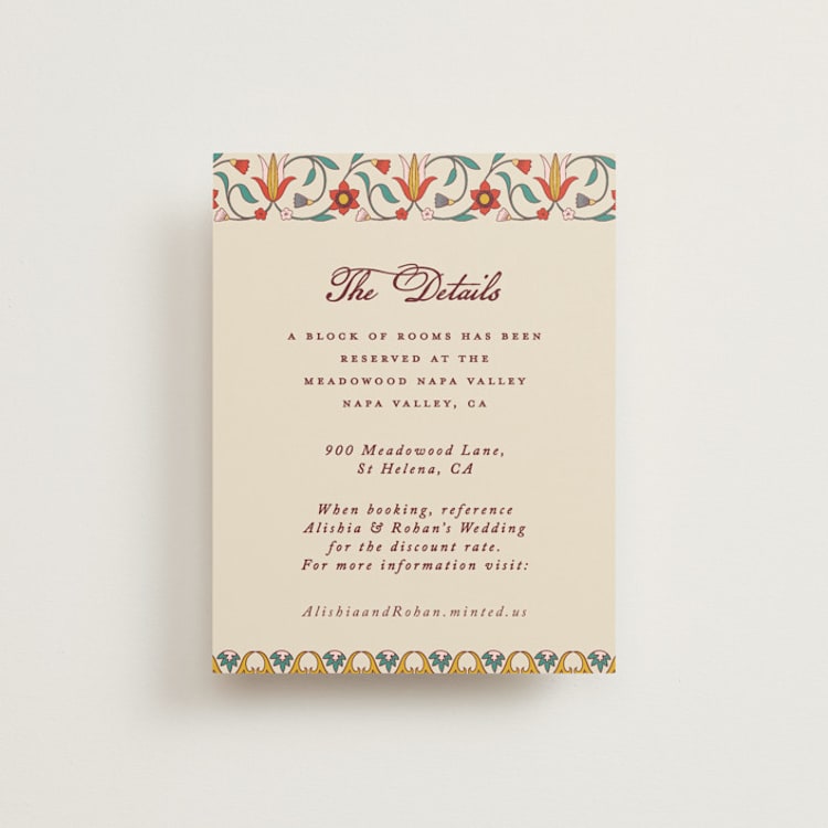 "Mughal Gardens" - Direction Cards in Ivory by Sherley Ferreira - Front
