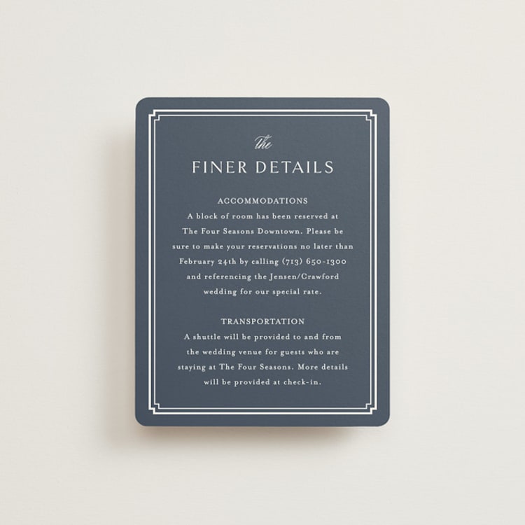 "Ariah" - Direction Cards in French Blue by Jennifer Postorino - Front