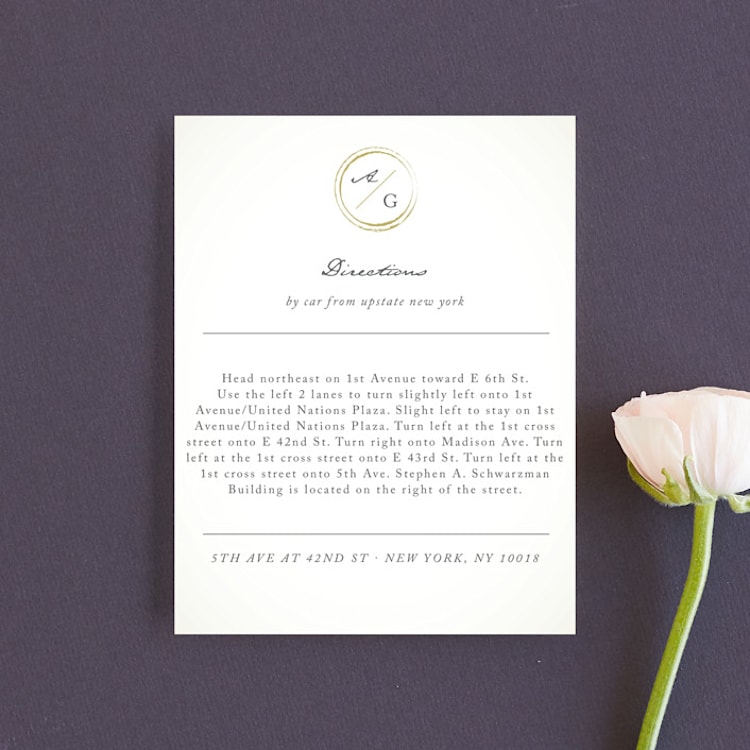 "Monogram Circle Stamp" - Direction Cards in Antique White by fatfatin - Front