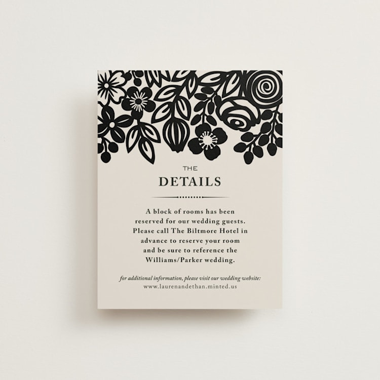 "Modern Floral Frame" - Direction Cards in Champagne by Faith Harlow - Front