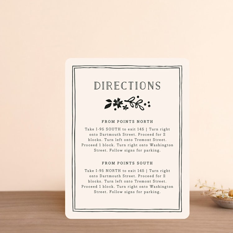 "Alabaster Florals" - Direction Cards in Slate by Jennifer Wick - Front