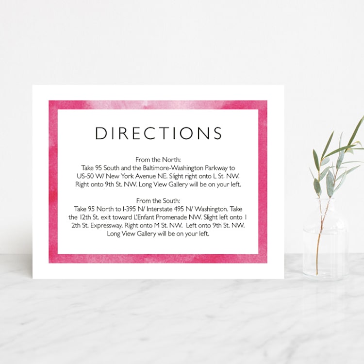 "Skyline - Washington DC" - Direction Cards in Magenta by Laura Condouris - Front