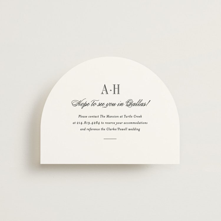 "Hepburn" - Direction Cards in Tuxedo by Megan Davis - Front