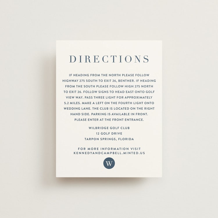 "Wedding Stamp" - Direction Cards in Navy by Kasia Labocki - Front