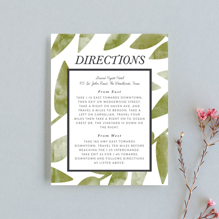 "Watercolor Leaf" - Direction Cards in Porcelain by Hanna M - Front