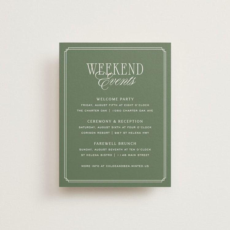 "Woods" - Direction Cards in Moss by Kelly Schmidt - Front