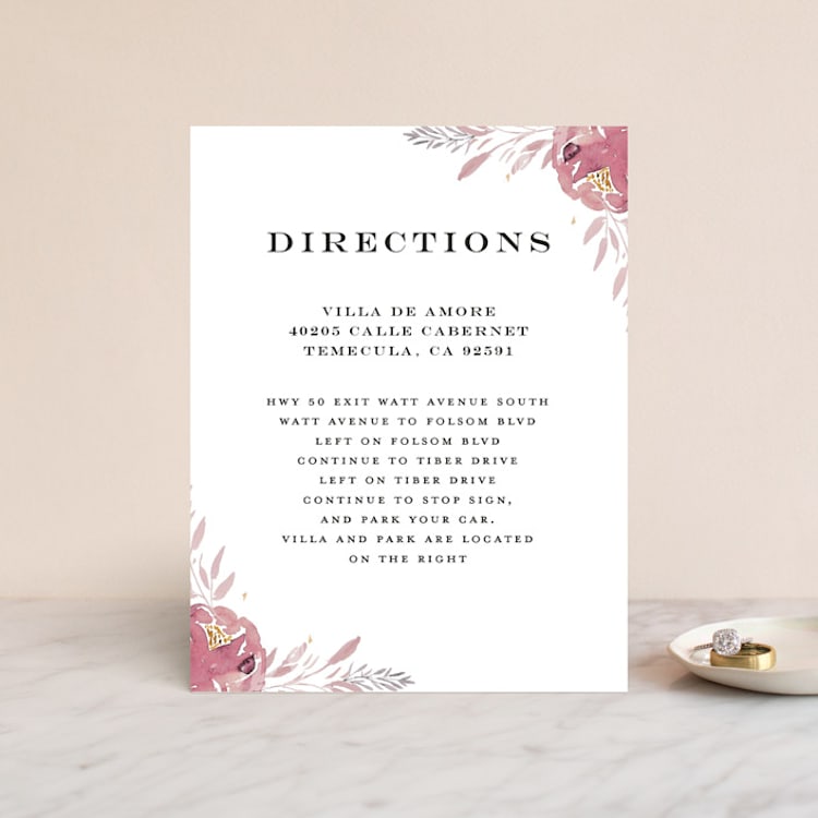 "Grand Bloom" - Direction Cards in Mauve by Bonjour Paper - Front