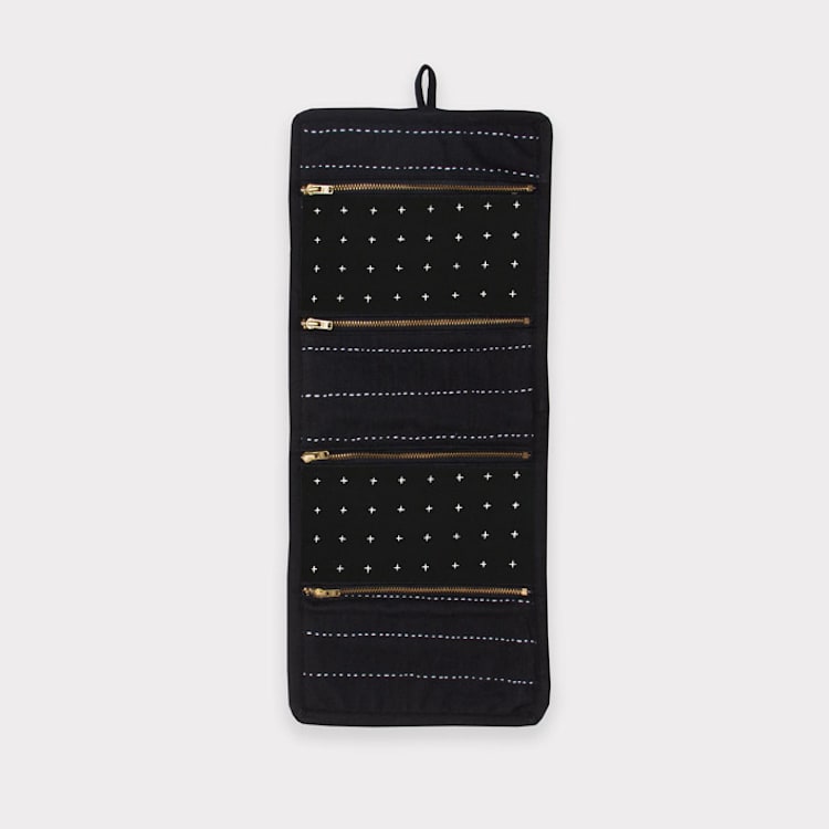"Small Travel Organizer - Charcoal" - Dopp Kit in black by Anchal