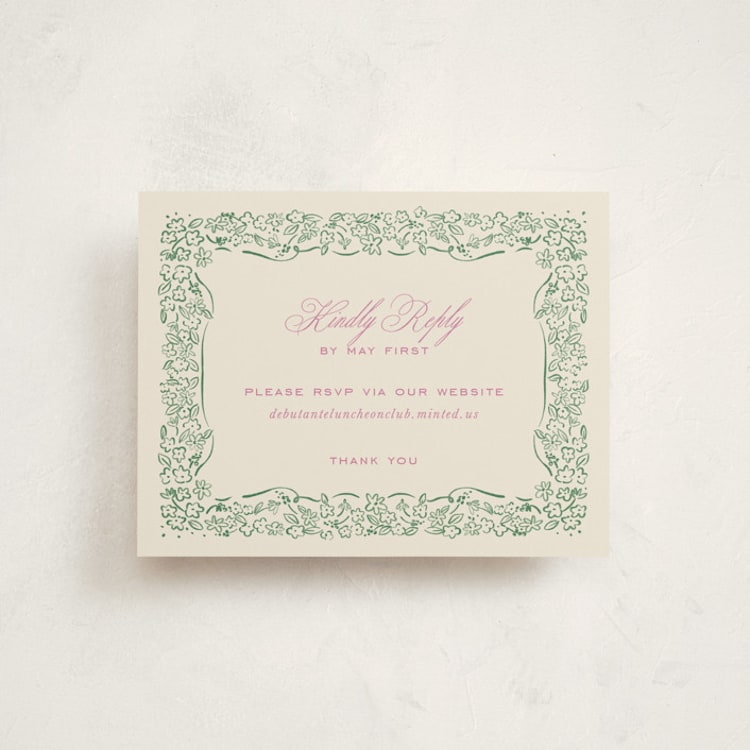 "Reticella" - Debutante Party Enclosure Cards in Garden by Pati Cascino - Front