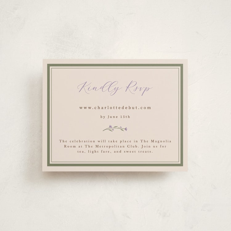 "Garden" - Debutante Party Enclosure Cards in Lavender by Adelyn T. - Front