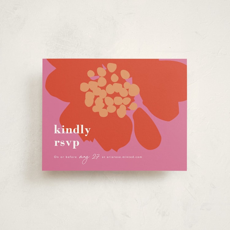 "Floral Pop" - Debutante Party Enclosure Cards in Scarlet by Joyce Pinheiro - Front