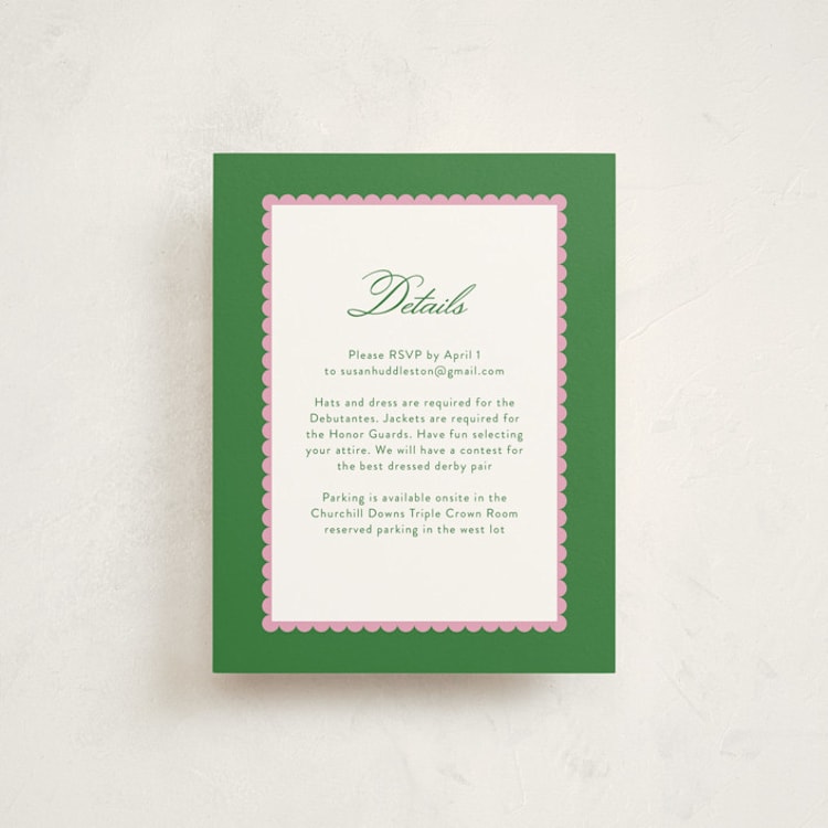 "Derby Party" - Debutante Party Enclosure Cards in Bubblegum by Ashlee Townsend - Front