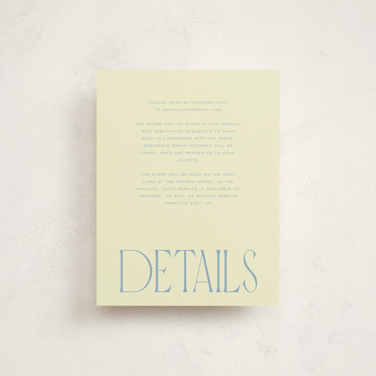 "Dads and Debutantes" - Debutante Party Enclosure Cards in Hydrangea by Ashlee Townsend - Front