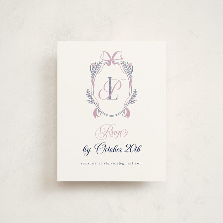 "Monogram Crest" - Debutante Party Enclosure Cards in Lavender by letterfix - Front