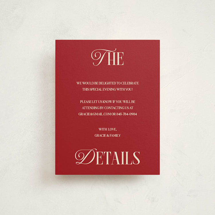 "The Debut Season" - Debutante Party Enclosure Cards in Cherry by Helena Vitto - Front