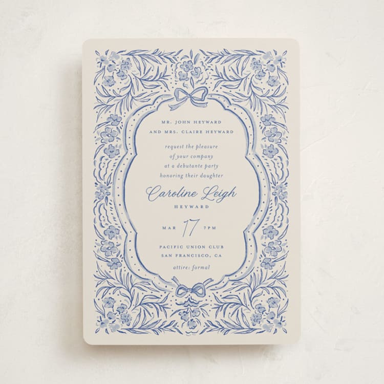 "belle" - Debutante Party Invitations in Indigo by Vera Lim - Front