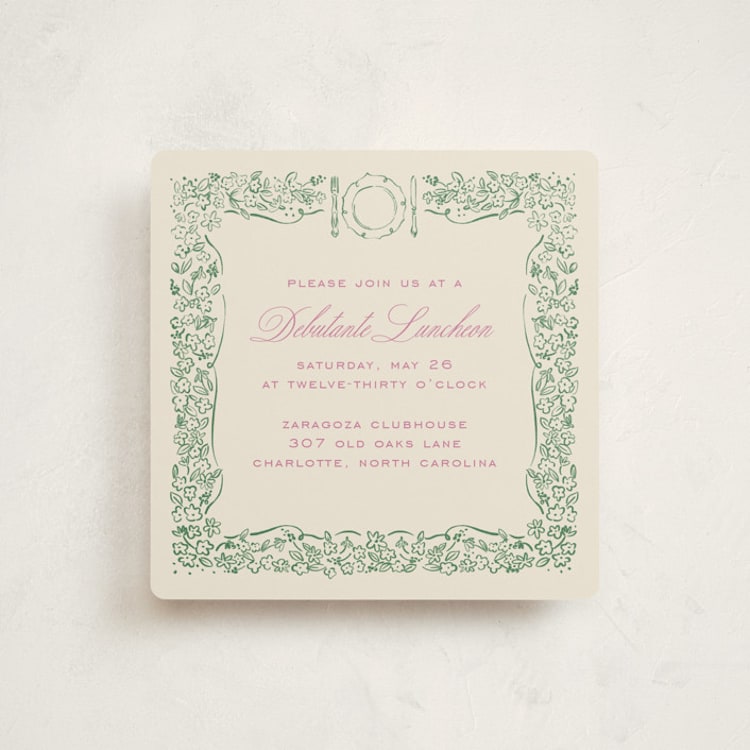 "Reticella" - Debutante Party Invitations in Garden by Pati Cascino - Front