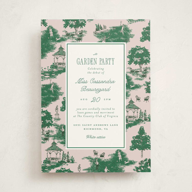 "Greenfield Toile" - Debutante Party Invitations in Orchid by Leia Matt - Front