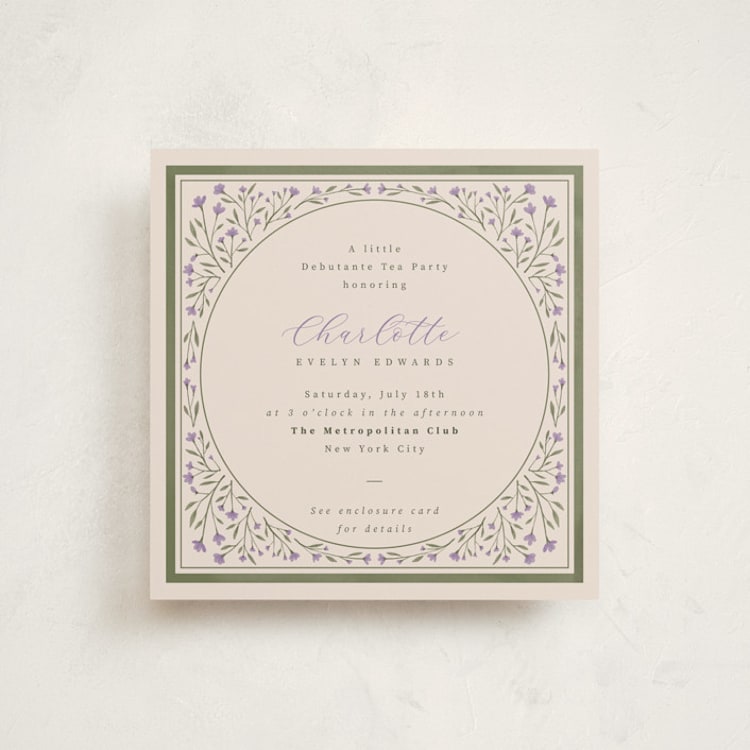 "Garden" - Debutante Party Invitations in Lavender by Adelyn T. - Front