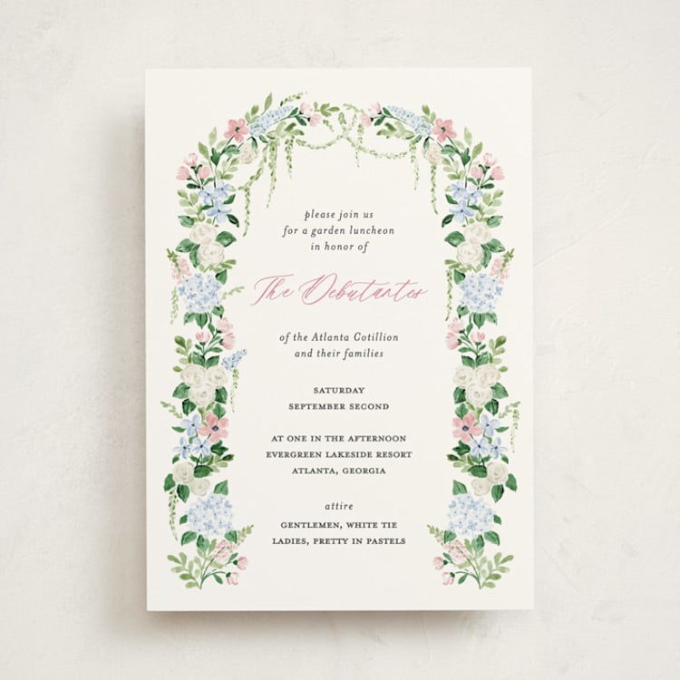 "Daphne" - Debutante Party Invitations in Blush by Sarah Knight - Front