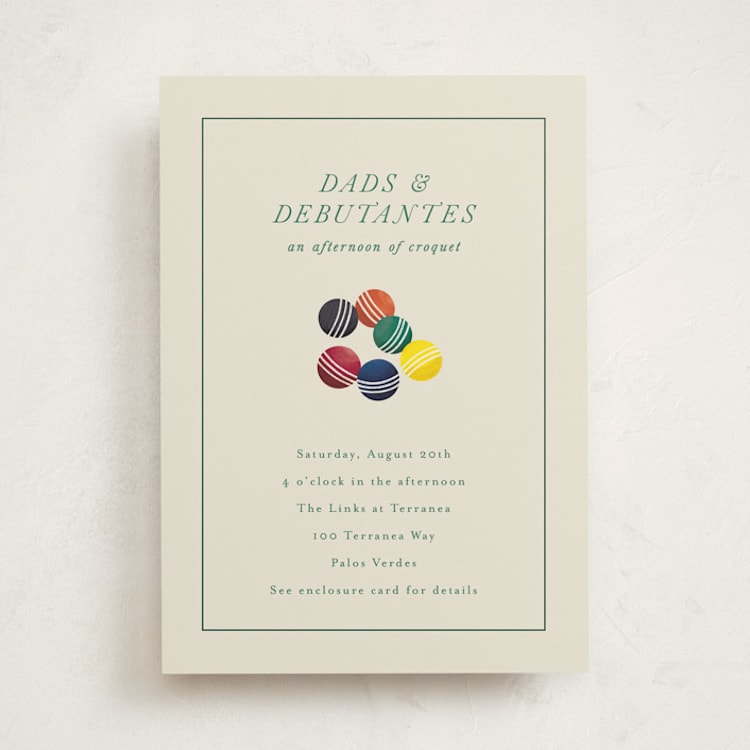 "An Evening of Croquet" - Debutante Party Invitations in Ivory by Becky Nimoy - Front