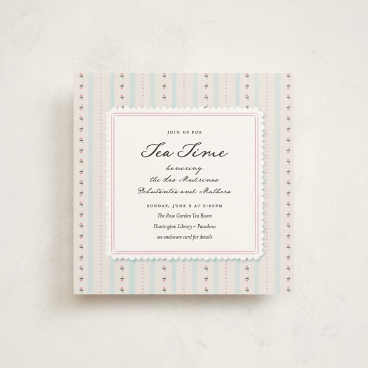 "tea time" - Debutante Party Invitations in Blue Raspberry by Kamala Nahas - Front