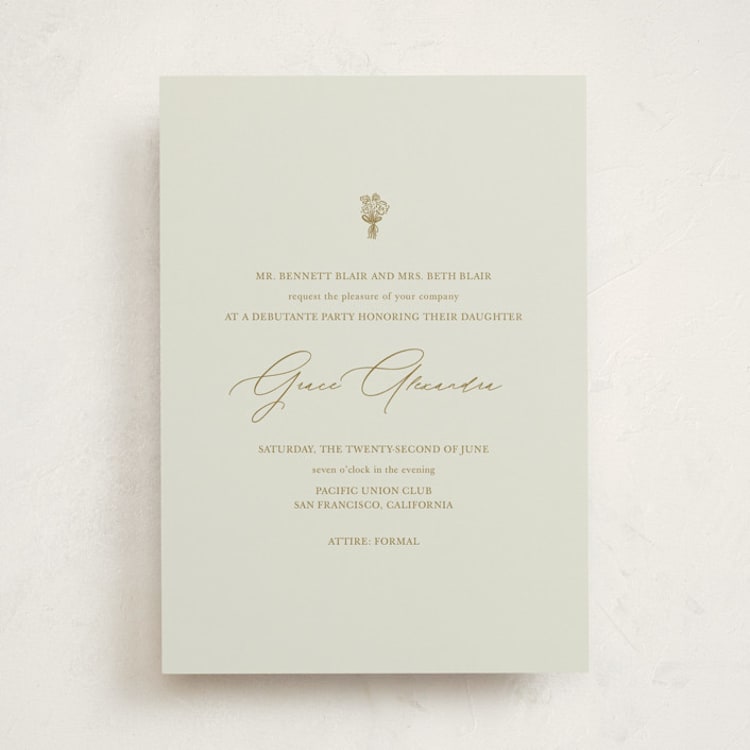 "Modern Elegance" - Debutante Party Invitations in Marigold by Stephanie Heinrich Godbout - Front