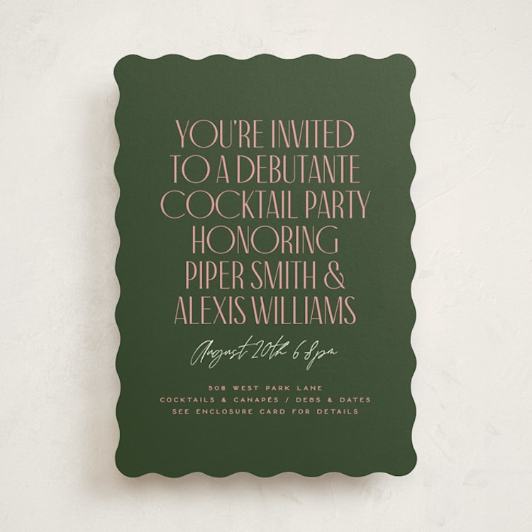 "Personality" - Debutante Party Invitations in Spruce by Owl and Toad - Front