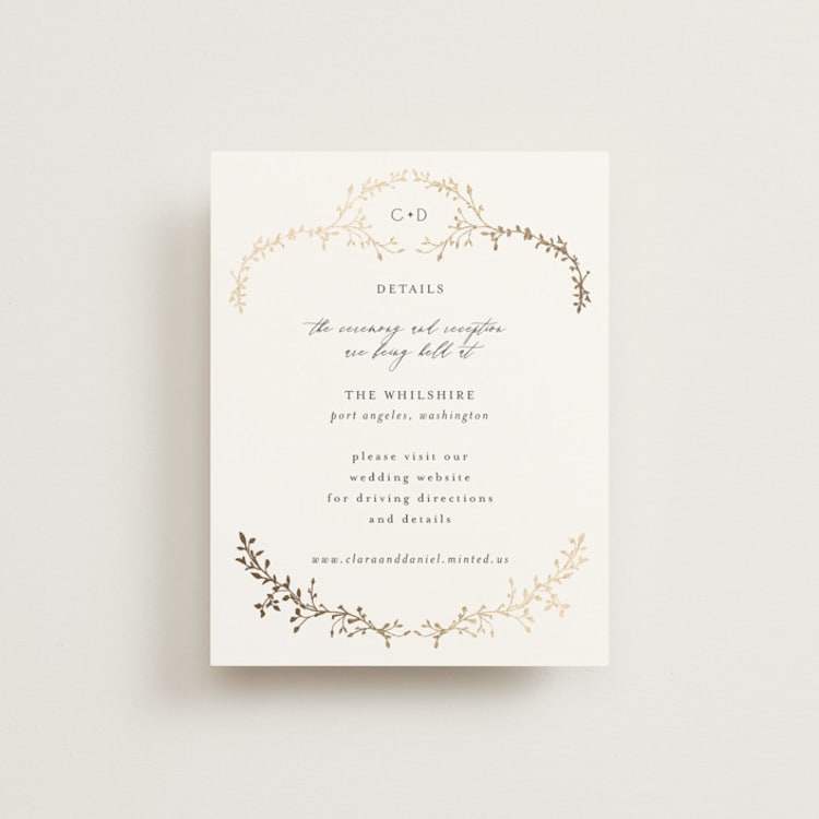 "Delicate Vine" - Direction Cards in Alabaster by Susan Moyal - Front