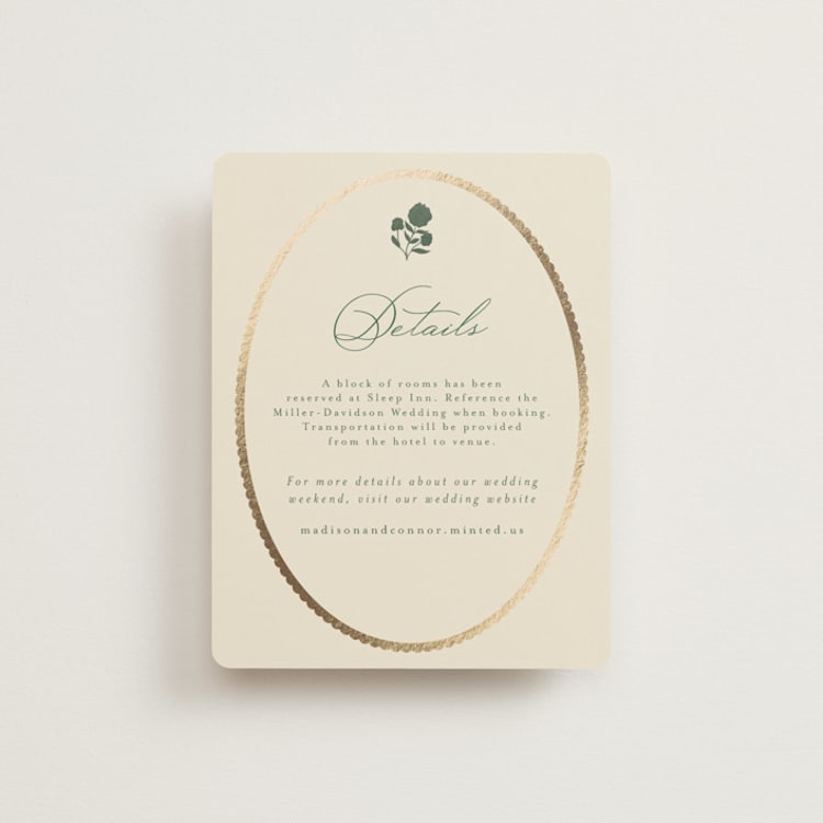 "Vintage Oval" - Direction Cards in Rosemary by Emily Betts - Front