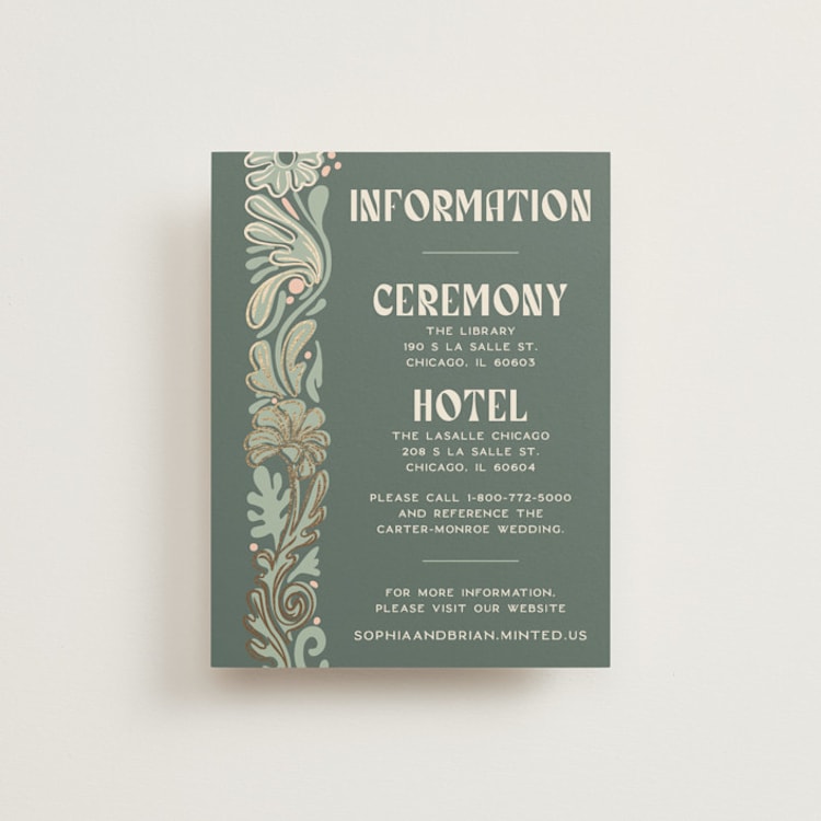 "Nouveau Frame" - Direction Cards in Sage by GeekInk Design - Front