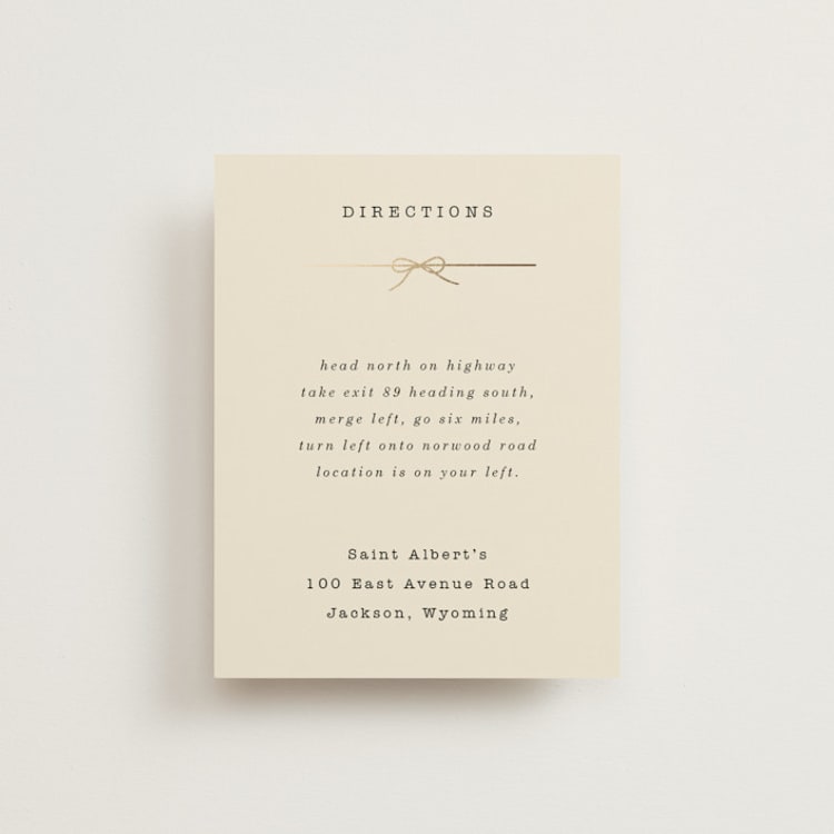 "Bow Tie" - Direction Cards in Ivory by Baumbirdy - Front