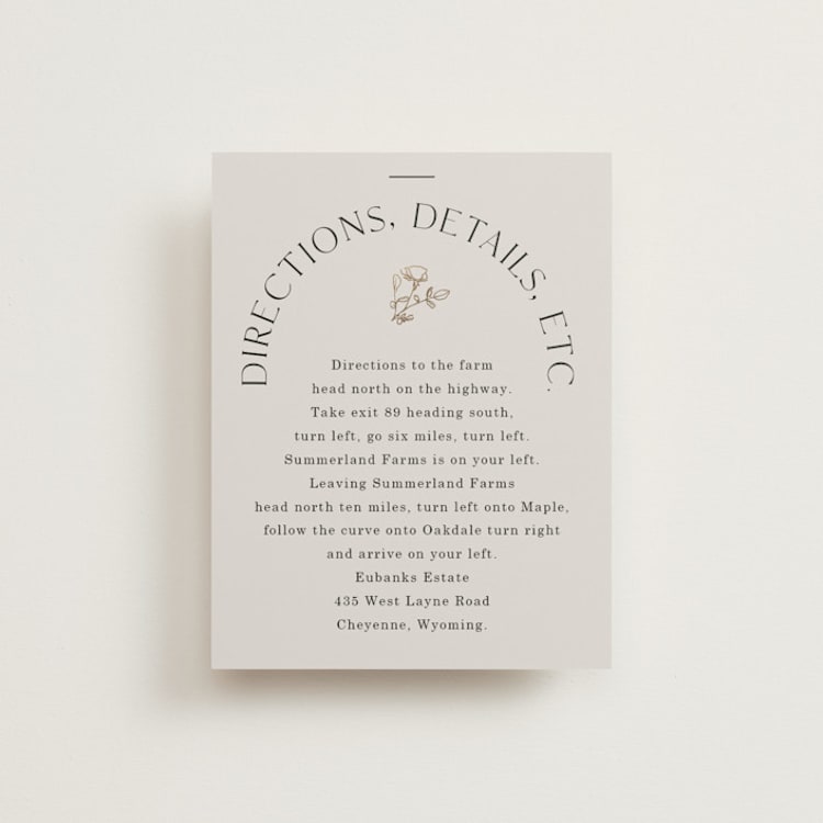 "Floral Type Arch" - Direction Cards in Linen by Baumbirdy - Front