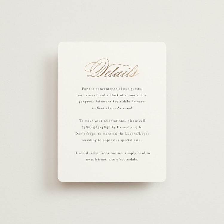 "Gilded Ampersand" - Direction Cards in Cotton by Jennifer Postorino - Front