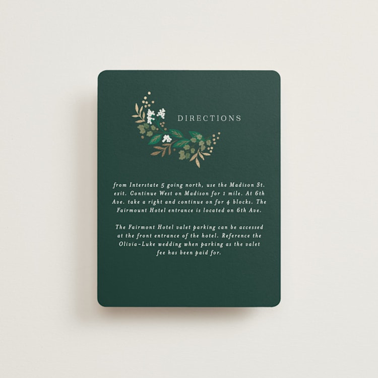 "Illuminated Storybook" - Direction Cards in Evergreen by Alethea and Ruth - Front